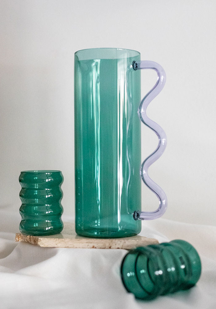 Teal and Lilac Wave Pitcher