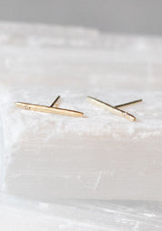 14K Gold and Diamond Stick Studs