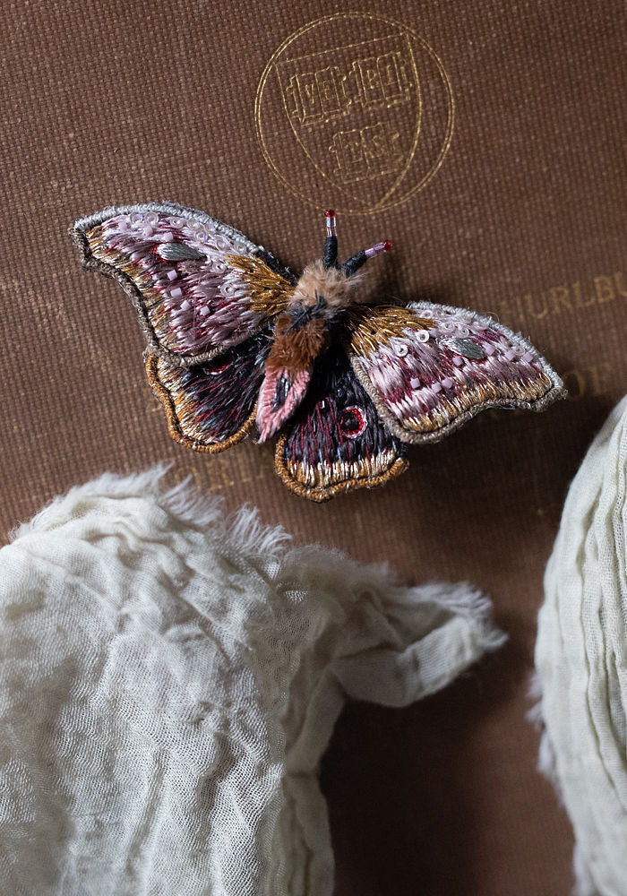 Trovelore Embroidered Mopane Moth Pin