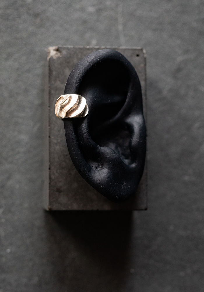 Single Sterling Silver Anemone Ear Cuff