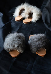 Grey Nugget Shearling Fluff Mule