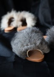 Grey Nugget Shearling Fluff Mule