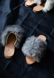 Grey Nugget Shearling Fluff Mule