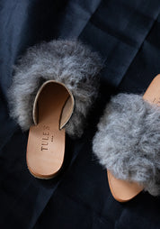 Grey Nugget Shearling Fluff Mule