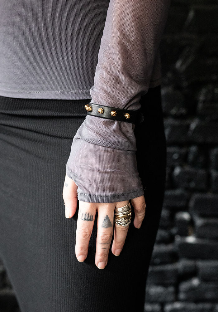 Black Leather Stacking Cuff