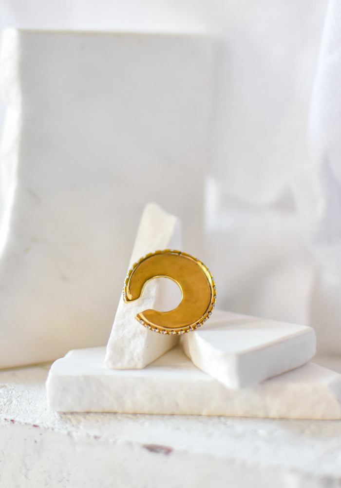 Pave Gold Plated Bronze Eclipse Ear Cuff