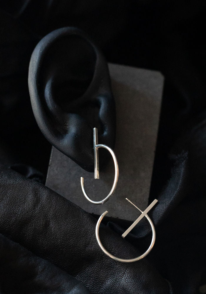 Sterling Silver Lined Circle Hoops