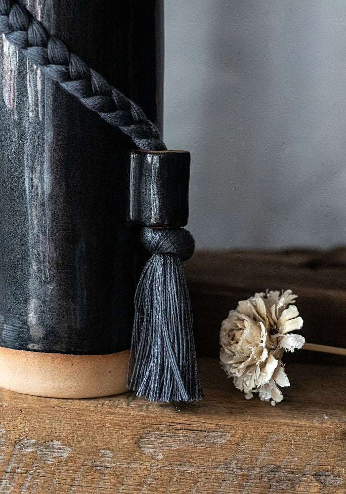 Karen Tinney Braided Fringe Glazed Stoneware Vase | December Thieves