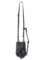 Eze Black Leather Crossbody/Belt Phone Bag