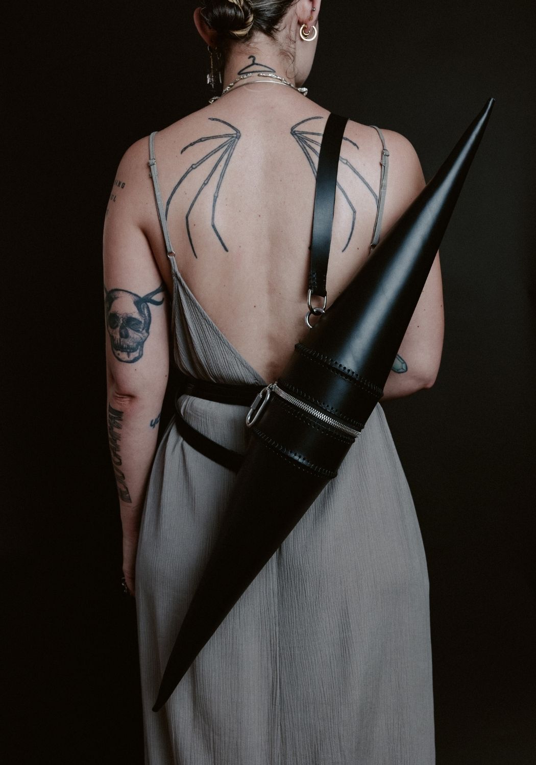Pre-order: Black Leather Double Cone Sling