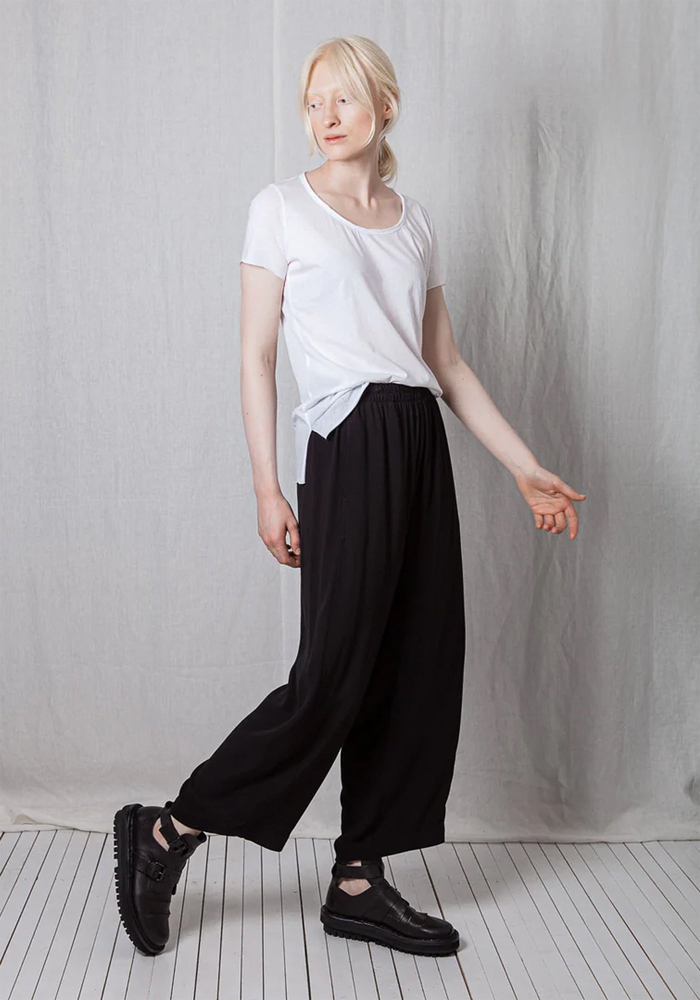 Crepe Georgette Casual Pull-On Trousers