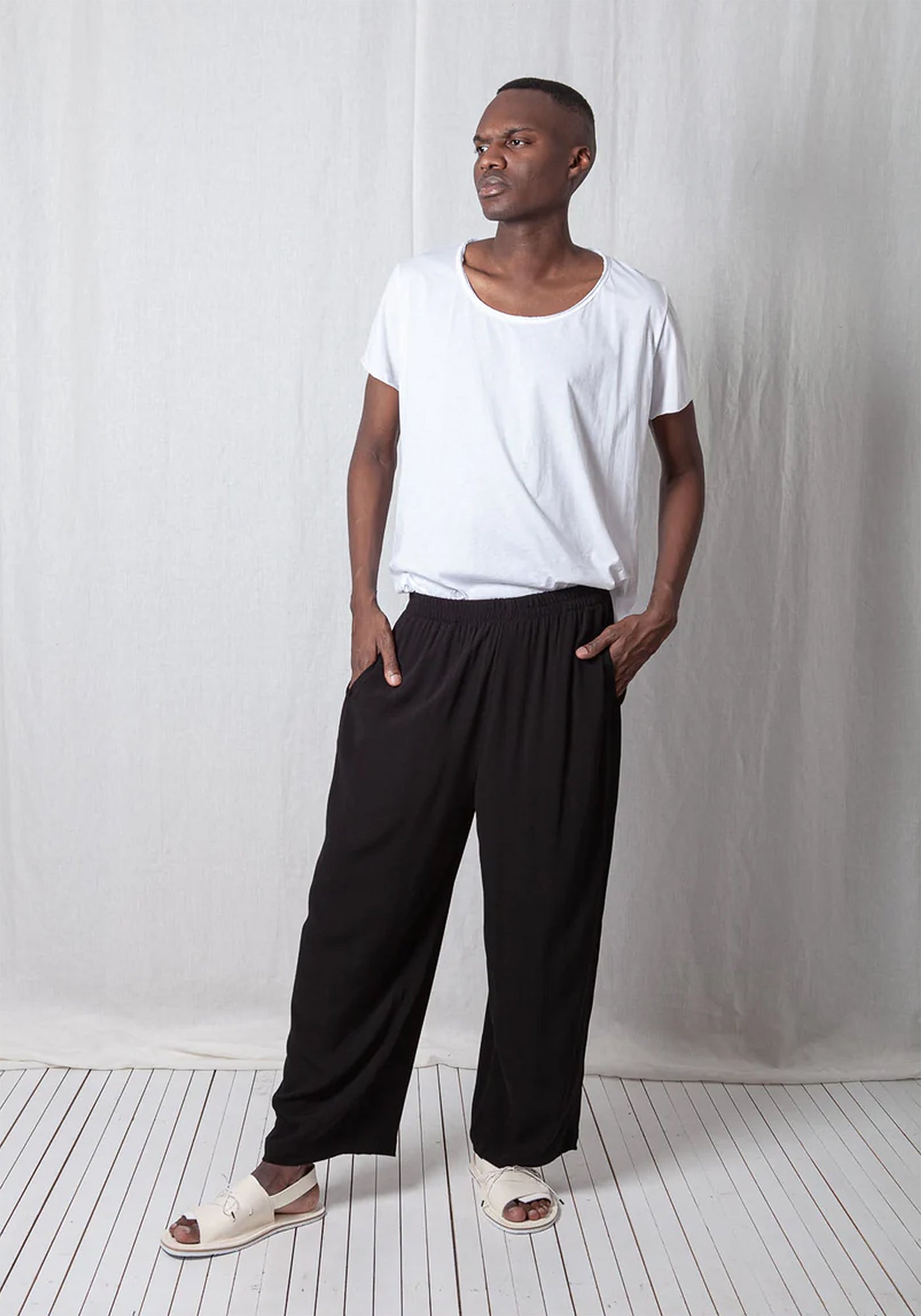 Crepe Georgette Casual Pull-On Trousers