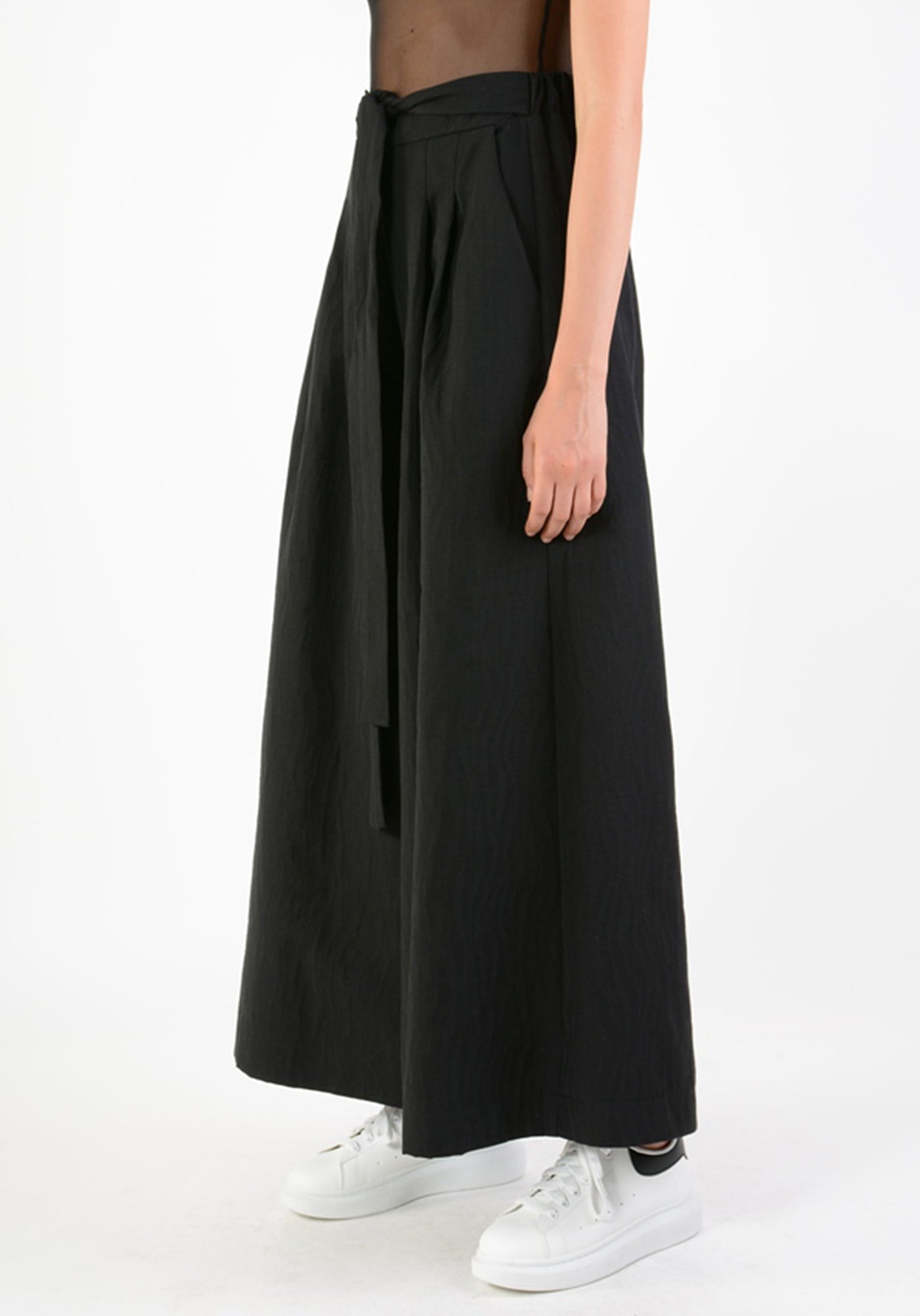 High Waisted Tie Waist Wide Leg Pants