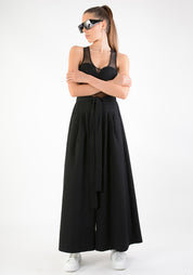 High Waisted Tie Waist Wide Leg Pants