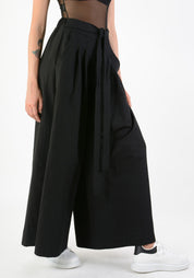 High Waisted Tie Waist Wide Leg Pants