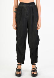 Side Ruche Detail Balloon Leg Pants in BLACK Only