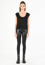 Asymmetric Scoop Neck Silk Blend T-Shirt