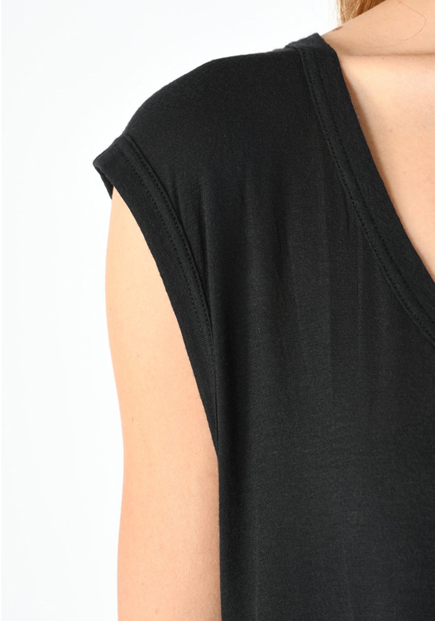 Asymmetric Scoop Neck Silk Blend T-Shirt