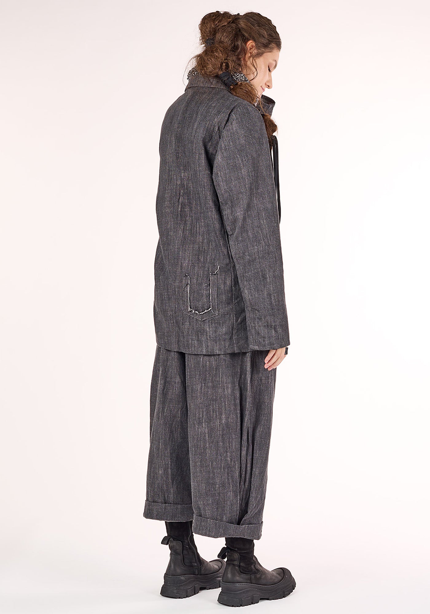 Krone Distressed Details Denim Blazer Jacket