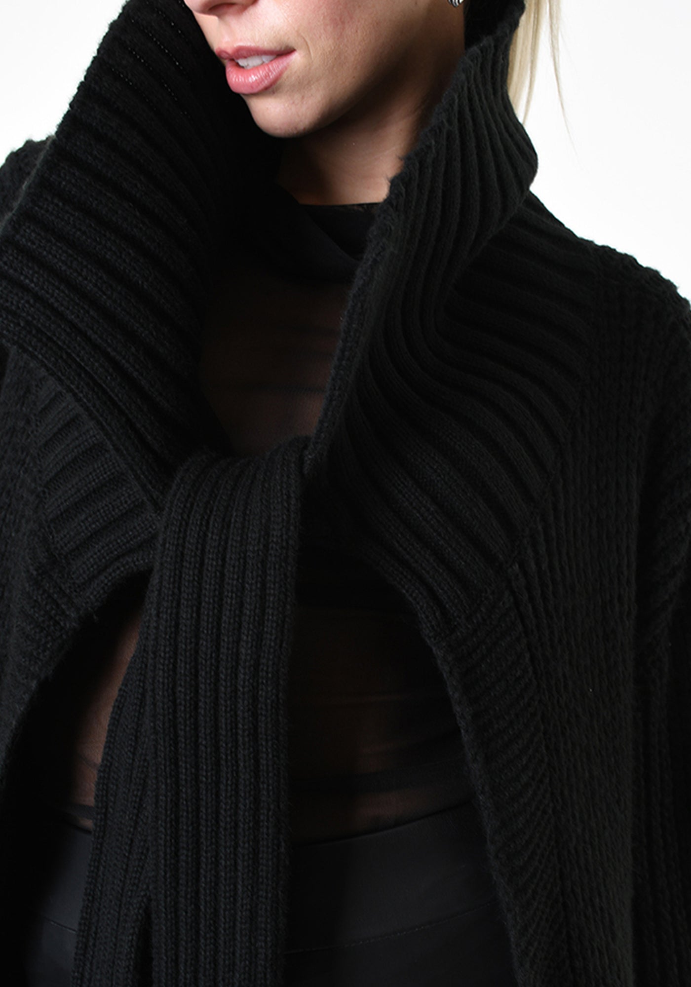 Knit Wool Blend Maxi Cardigan