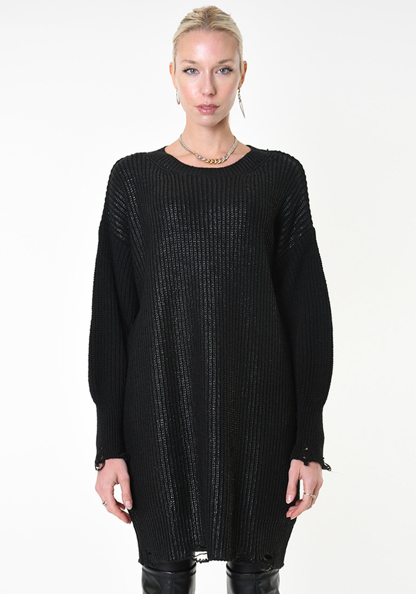 Metallic Coated Wool Blend Sweater