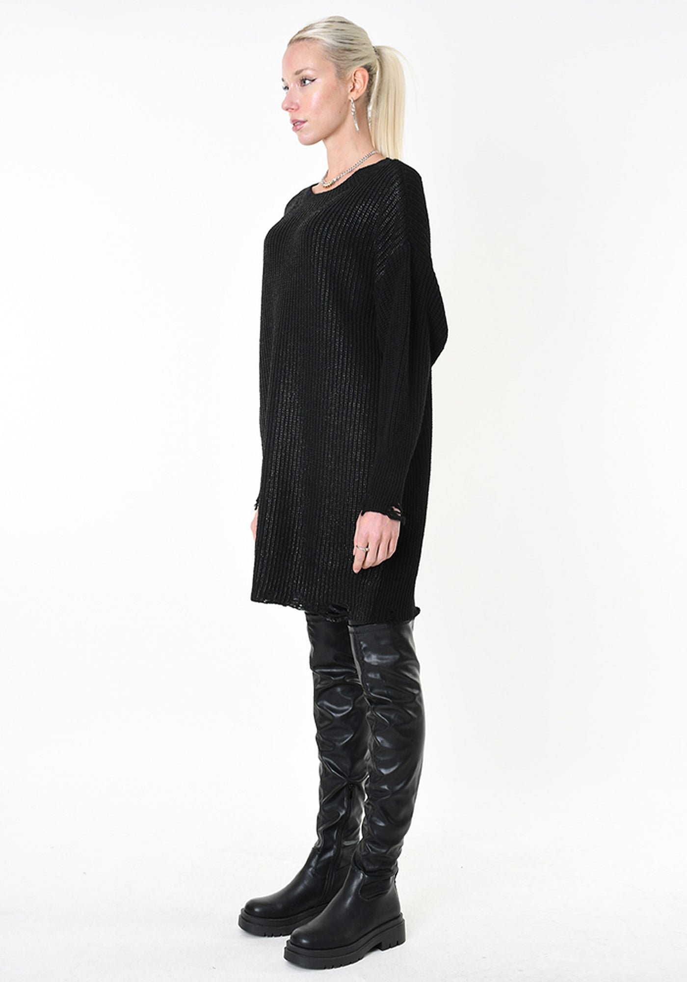 Metallic Coated Wool Blend Sweater