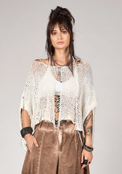 NB 2155 Meah Open Knit Drop Shoulder Cropped Sleeve Top - December Thieves