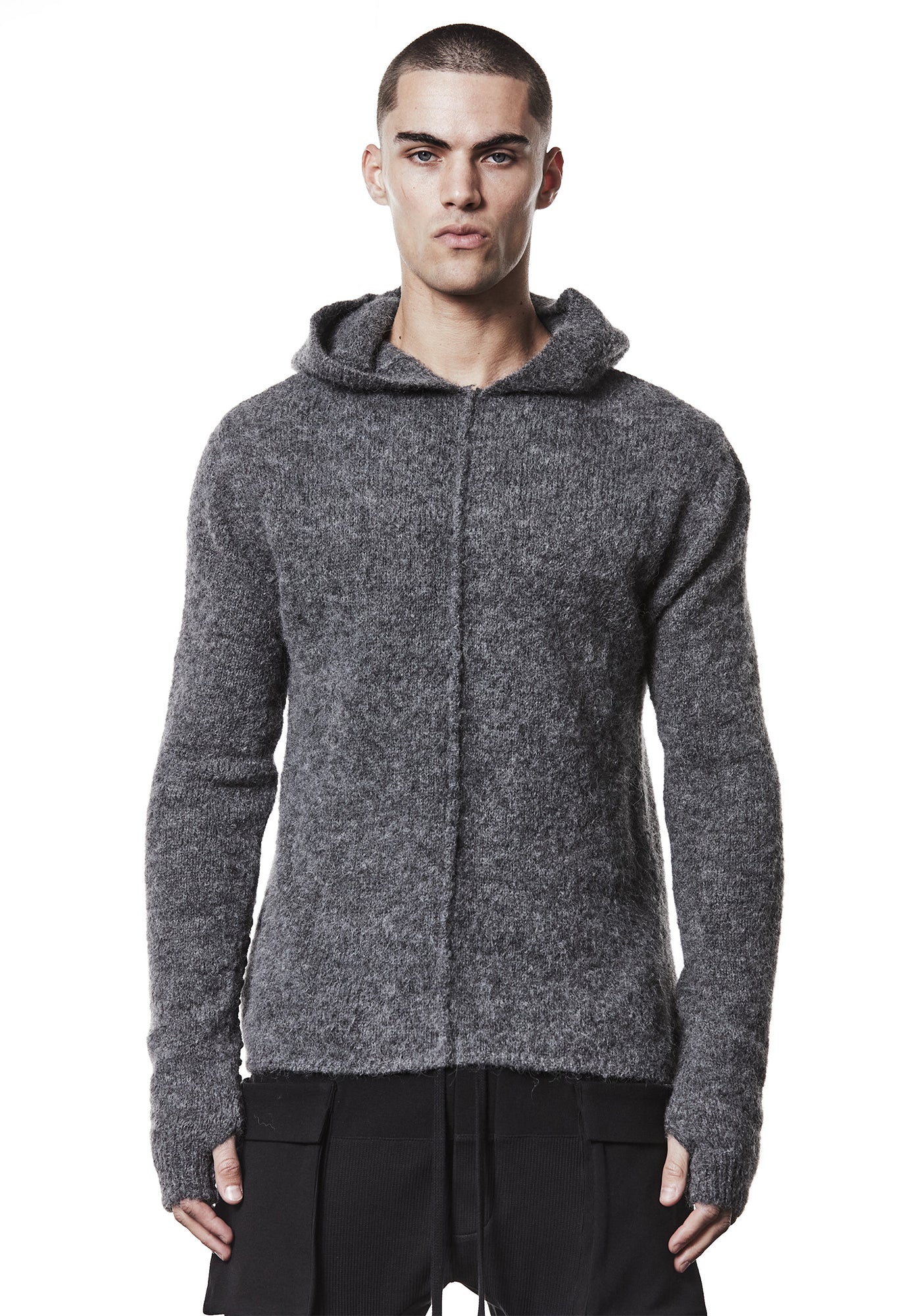 Center Seam Alpaca Blend Knit Hoodie - December Thieves