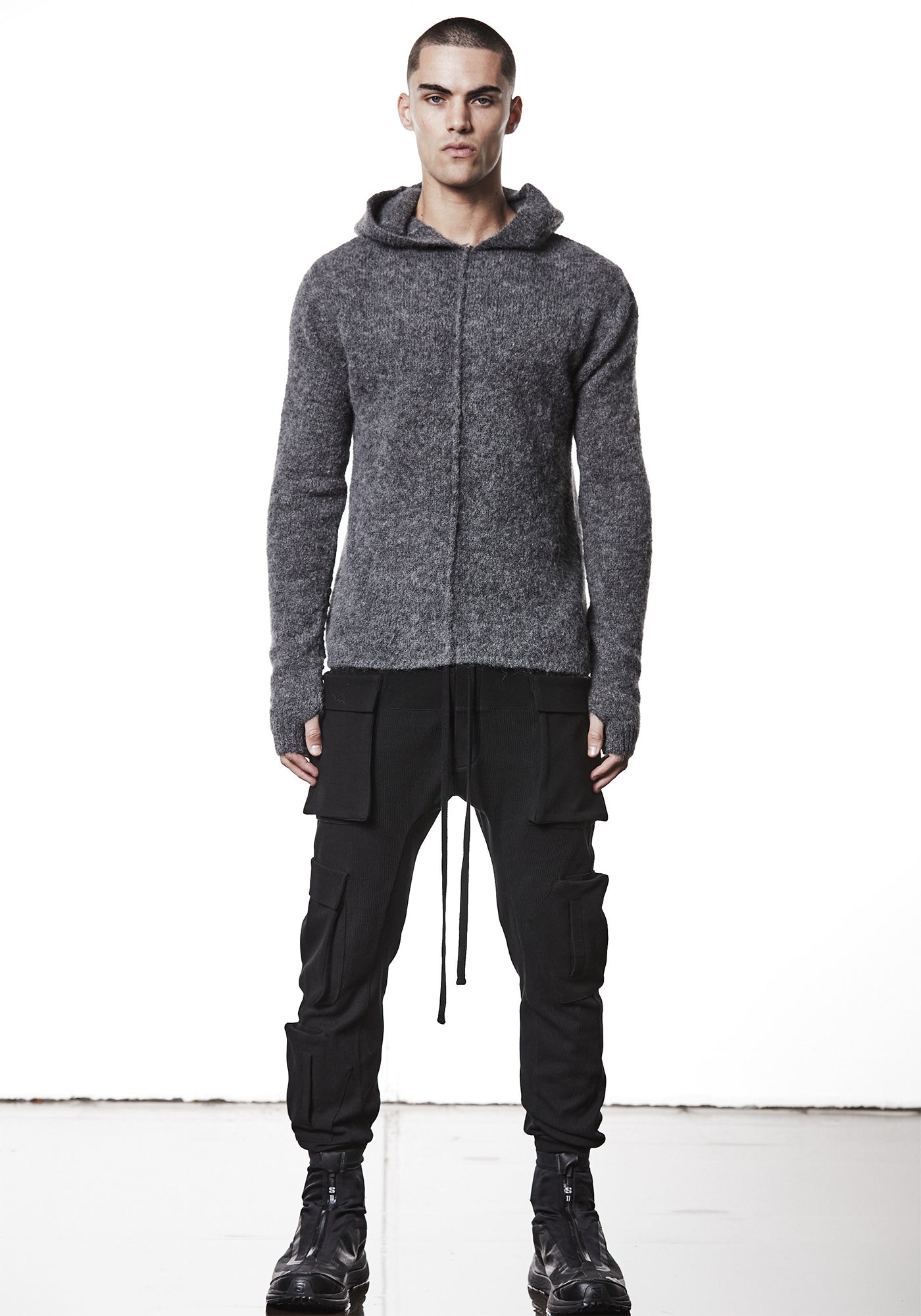Center Seam Alpaca Blend Knit Hoodie - December Thieves