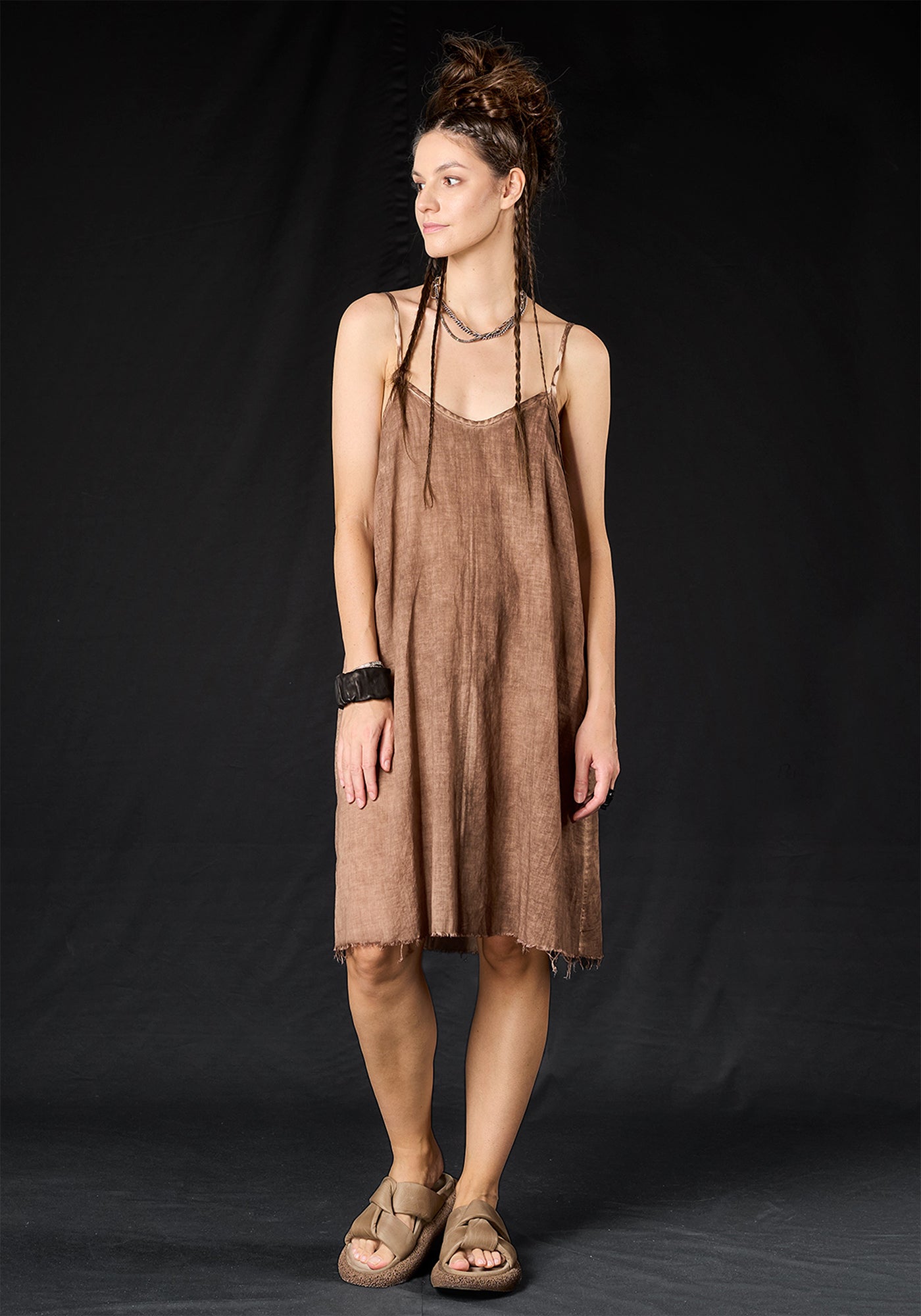 Paola A-Line Gathered Neck Maxi Dress with Slip
