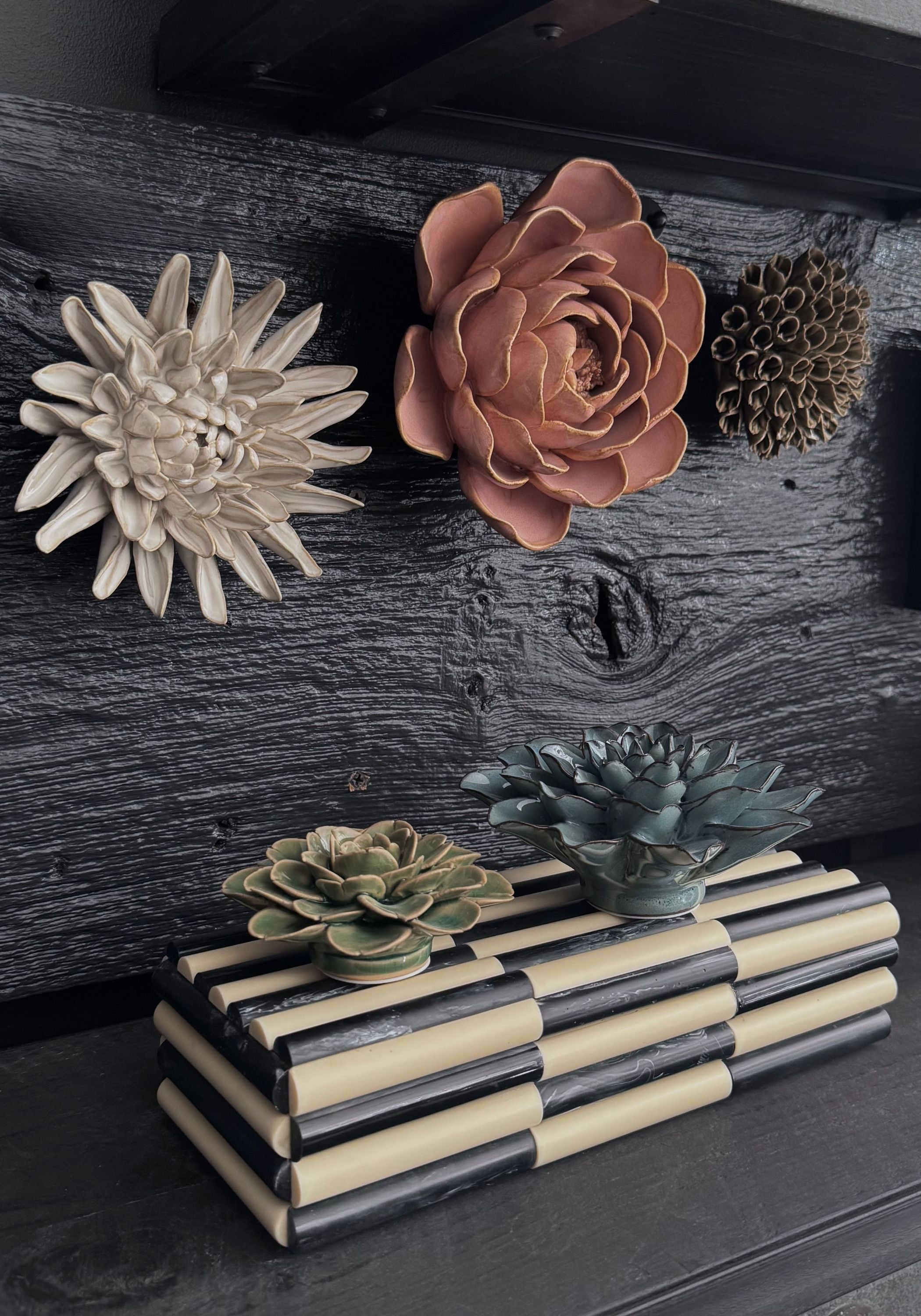 Ivory Ceramic Chrysanthemum Wall Art - December Thieves