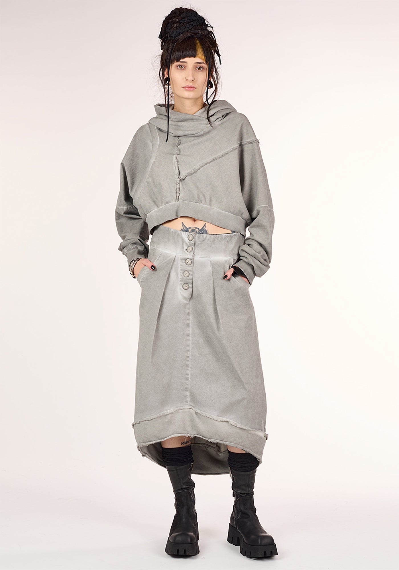 Sus Drop Shoulder Cropped Hoodie