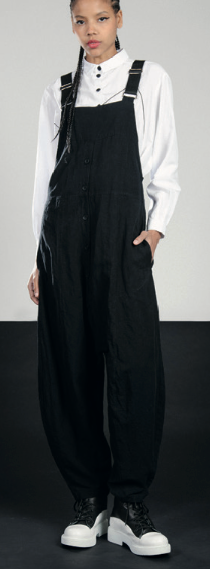 Drop Seat Button Front Jumpsuit