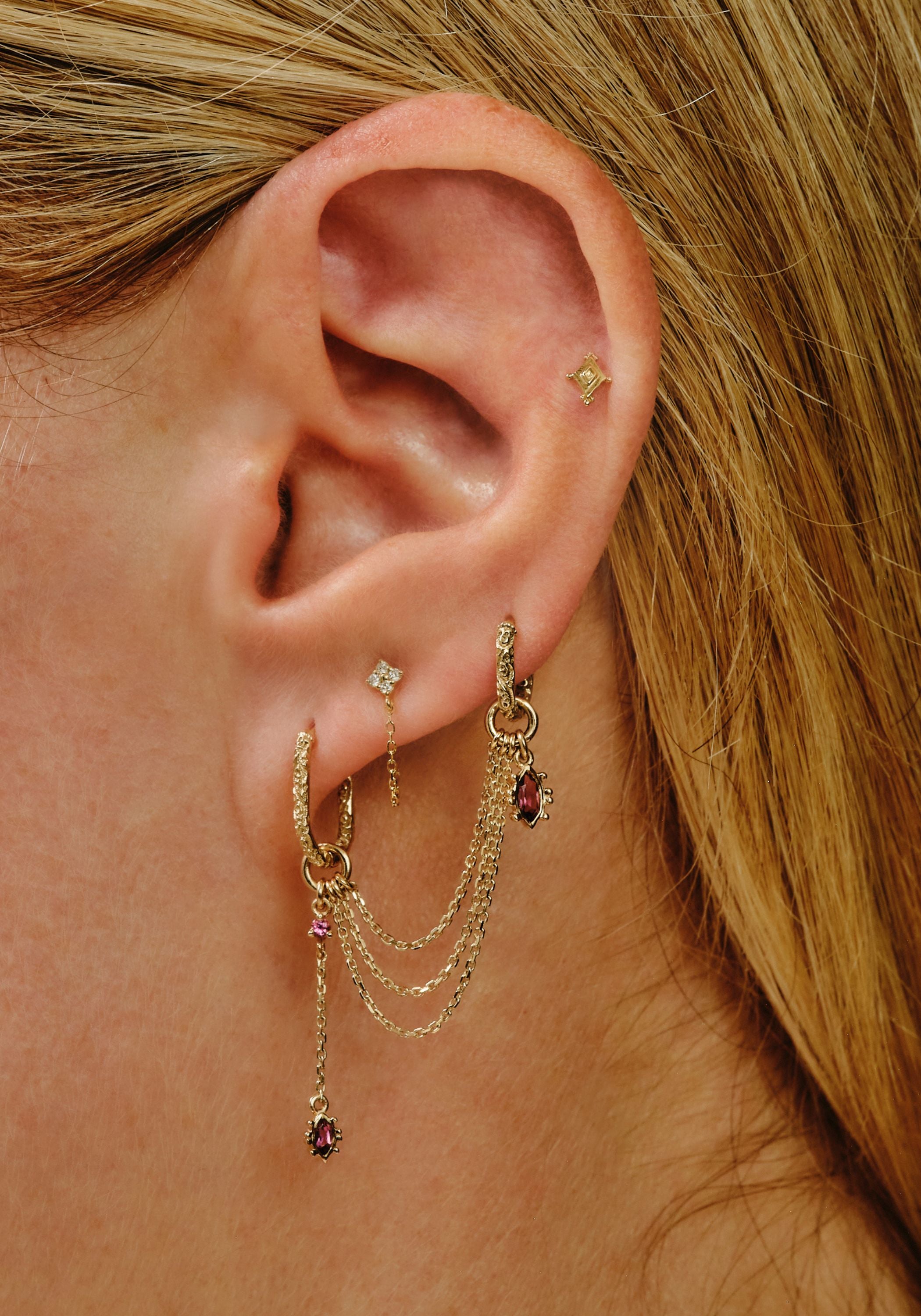 Single 9k Dala Pink Tourmaline Chain Clicker Rings