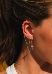 Single 9k Drop Ear Cuff and Double Chain With Clicker Hoop