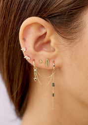 Single 9k Green Tourmaline and Black Diamond Plaque