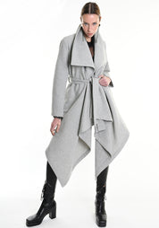 Asymmetric Tie Waist Wool Blend Jacket
