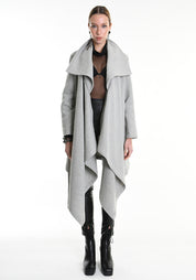 Asymmetric Tie Waist Wool Blend Jacket