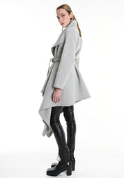 Asymmetric Tie Waist Wool Blend Jacket