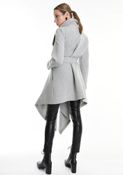 Asymmetric Tie Waist Wool Blend Jacket