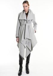 Asymmetric Tie Waist Wool Blend Jacket