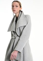Asymmetric Tie Waist Wool Blend Jacket