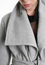 Asymmetric Tie Waist Wool Blend Jacket