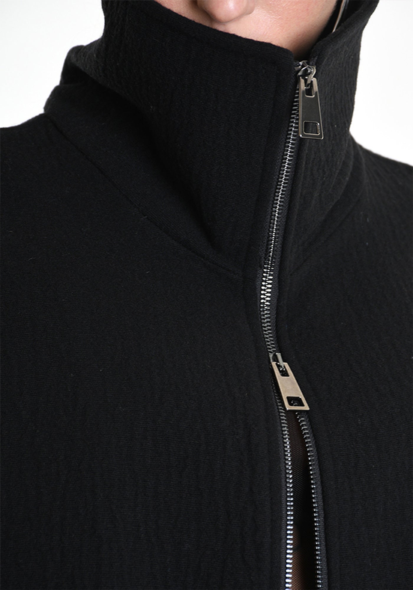 Asymmetric Cropped Wool Blend Jacket