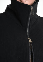 Asymmetric Cropped Wool Blend Jacket