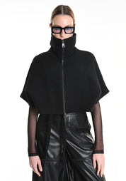 Asymmetric Cropped Wool Blend Jacket