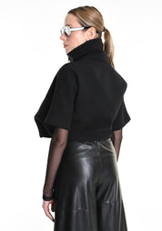 Asymmetric Cropped Wool Blend Jacket
