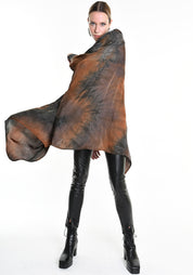 Asymmetric Dyed Satin Tunic Blouse