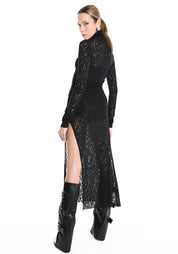 Distressed Wool Blend Maxi Dress