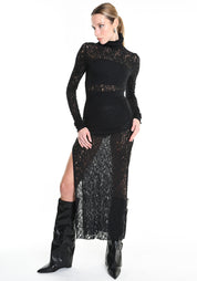 Distressed Wool Blend Maxi Dress